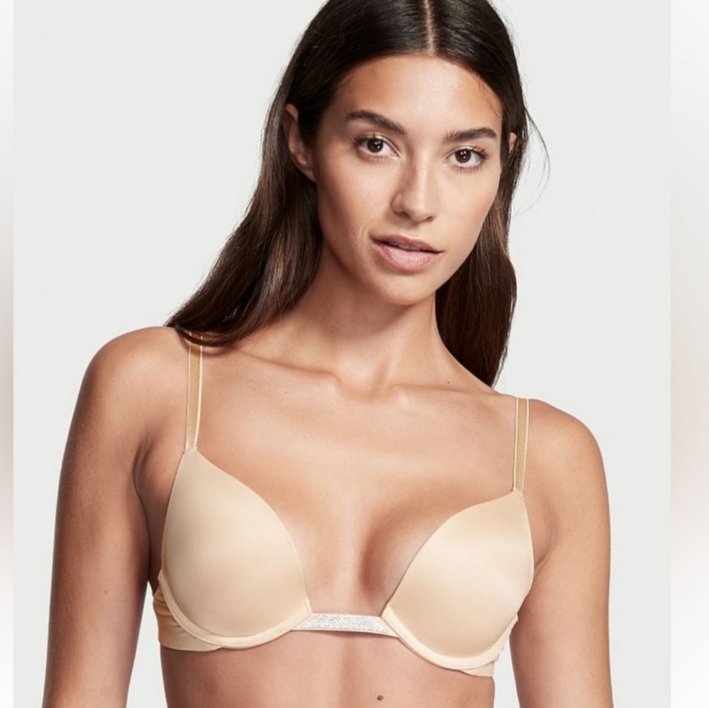 NWT! Victoria's Secret Bare Convertible Plunge Push Up Bra, Light Nude, 32C